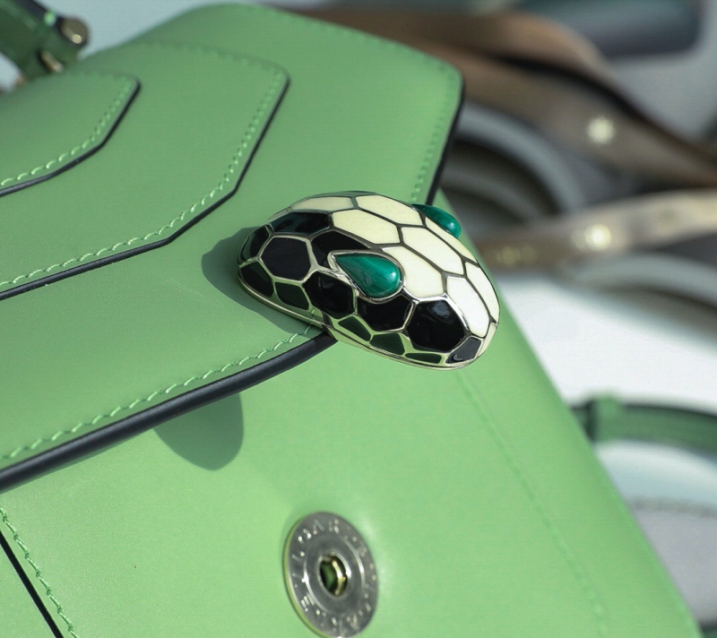 Bvlagari寶格麗 Serpenti Forever系列翻蓋女包 寶格麗手提蛇頭包 綠色