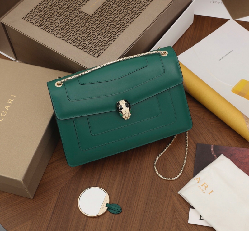 Bvlgari寶格麗 Serpenti Forever系列女包 Bvlgari蛇頭包 森林綠