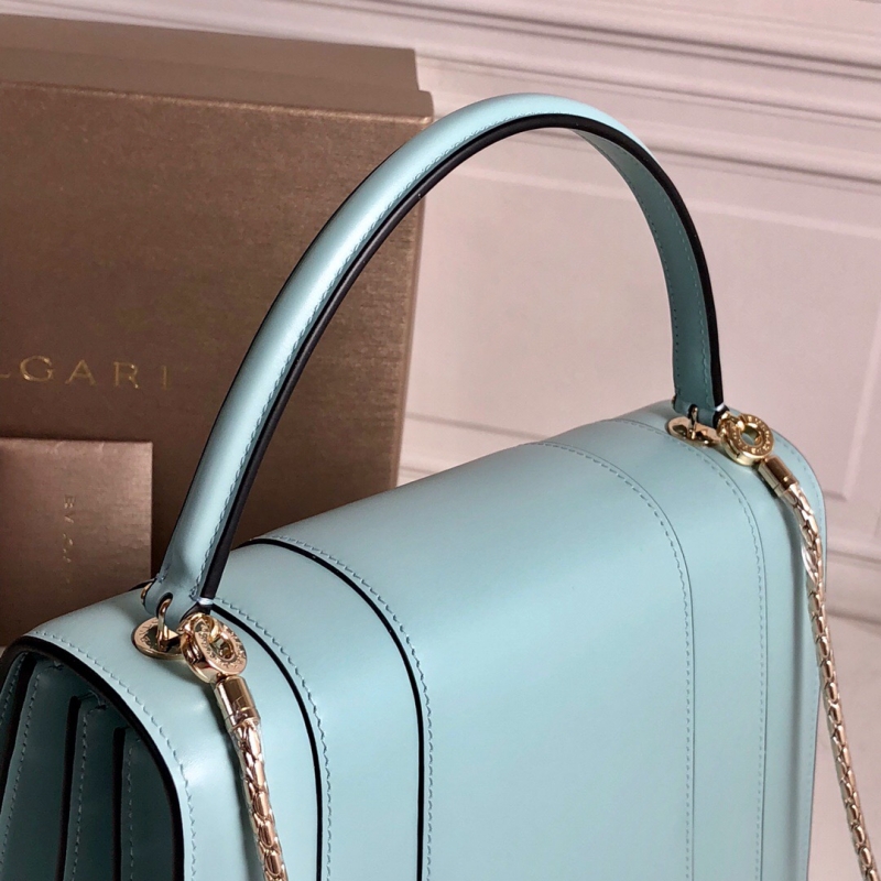 BVLGARI寶格麗 Serpenti Forever系列翻蓋女包 寶格麗手提蛇頭包 青藍色