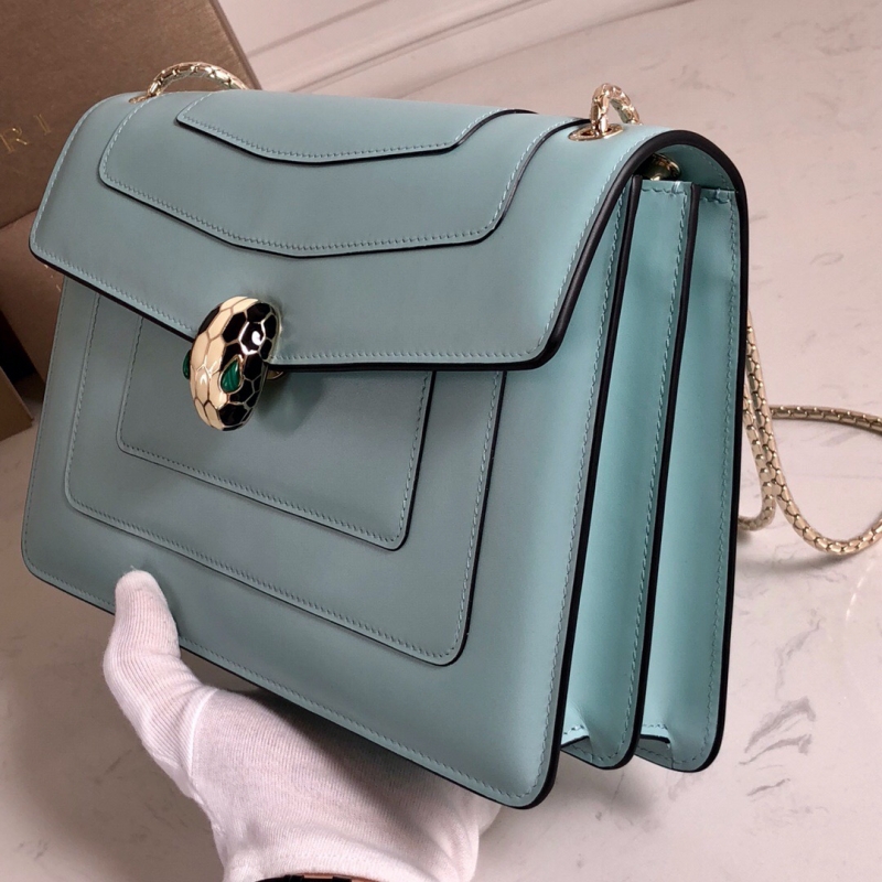 Bvlgari寶格麗 Serpenti Forever系列女包 Bvlgari蛇頭包 青藍色
