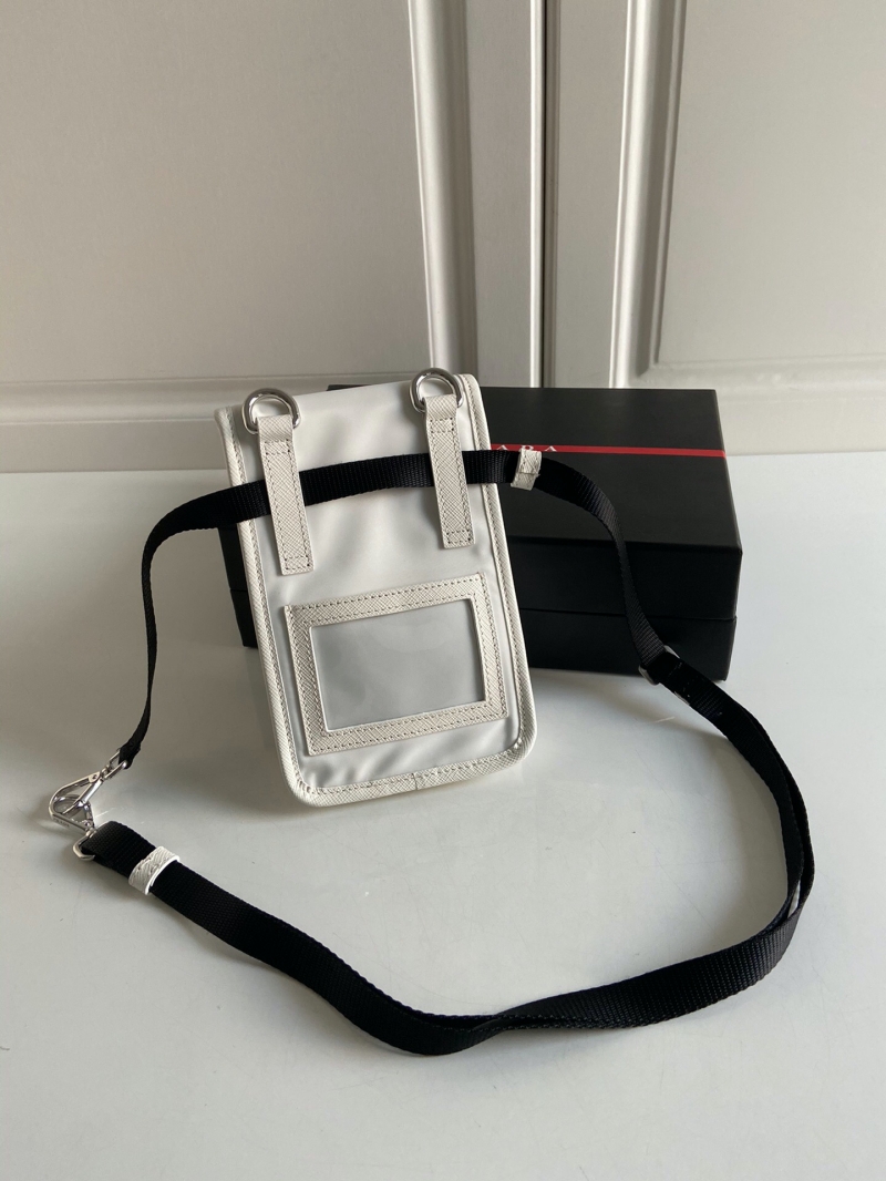 2ZH109 Prada 尼龍和Saffiano 皮革手機包 普拉達手機包 白色