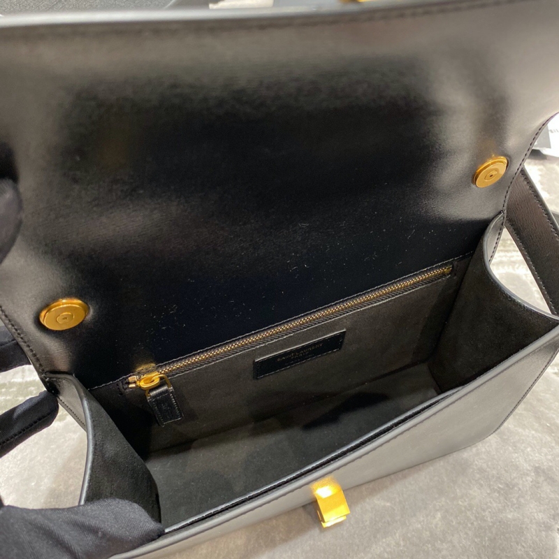 285060 YSL圣羅蘭女包 CARRE光滑皮革肩背包 黑色