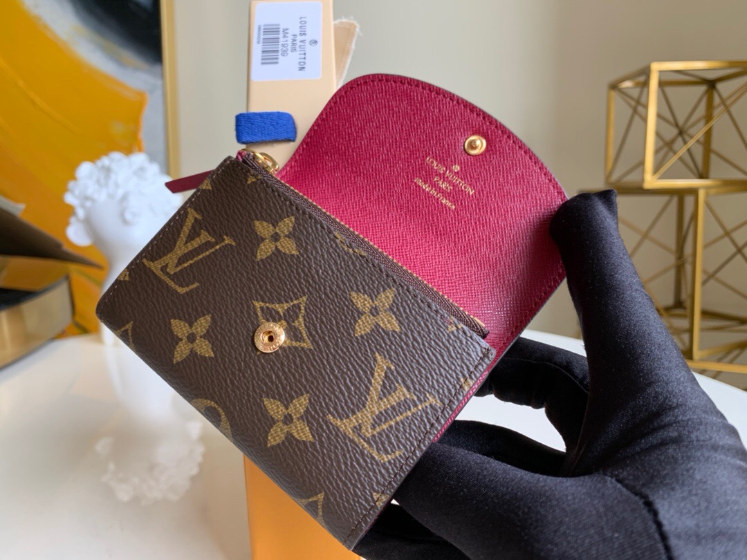 M41939 M62361 LV Rosalie 零錢(qián)包 LV官網(wǎng)女士短款豆豆錢(qián)夾 玫紅