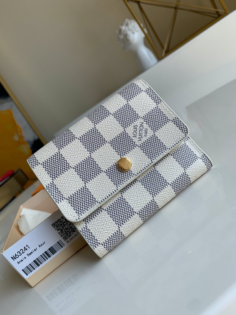 N63241 LV Anais錢夾 Damier Azur 帆布白格三折短夾