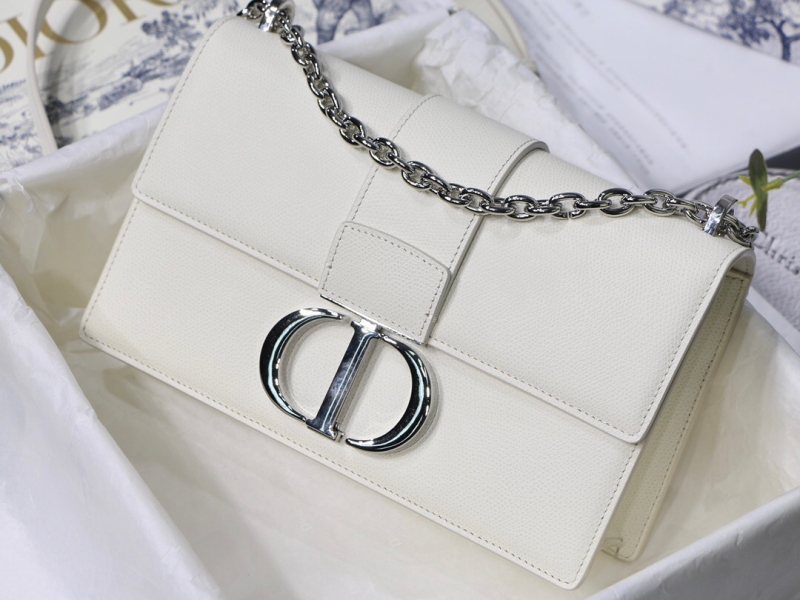 M9208 Dior 30 Montaigne 鏈條包 迪奧包包 粒面牛皮革 白色