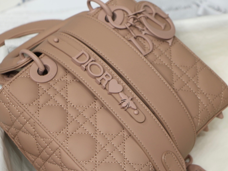 M0538 Dior Lady Dior My ABCDior 手袋 啞光牛皮革藤格紋 粉色