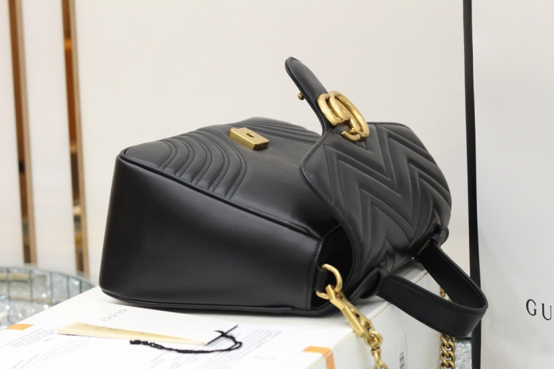 498110 Gucci古馳 GG Marmont系列小號手提包 黑色