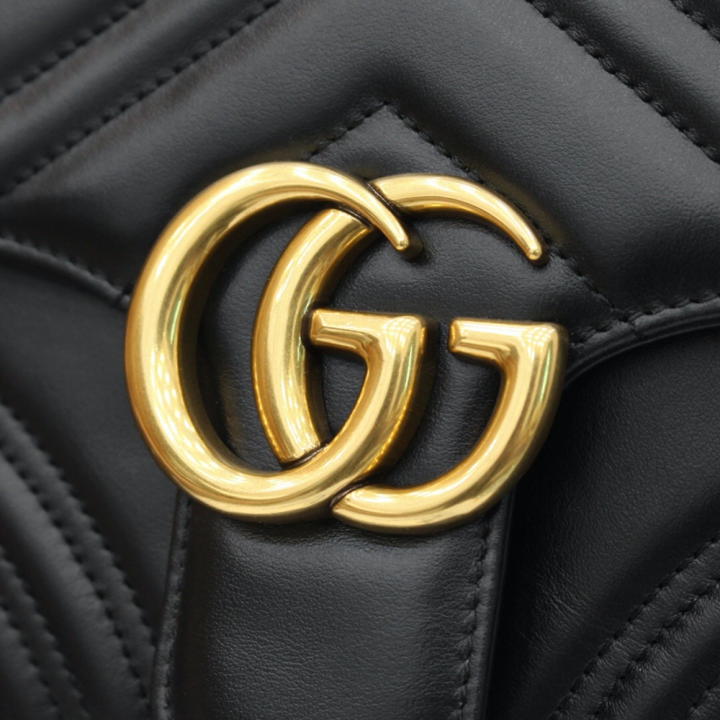 498110 Gucci古馳 GG Marmont系列小號手提包 黑色