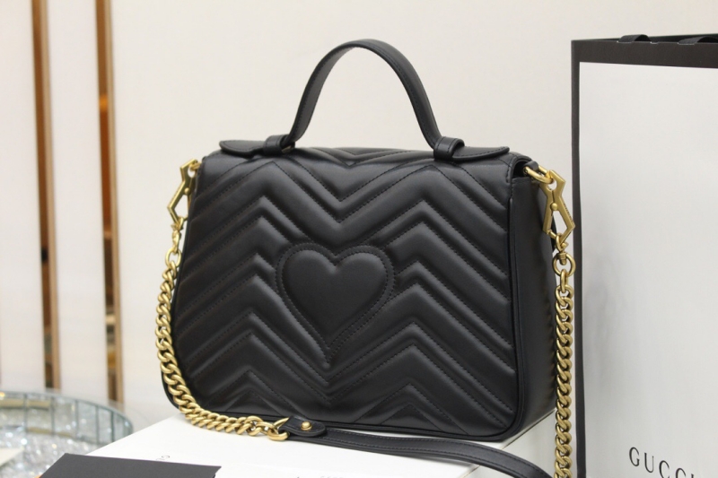 498110 Gucci古馳 GG Marmont系列小號手提包 黑色