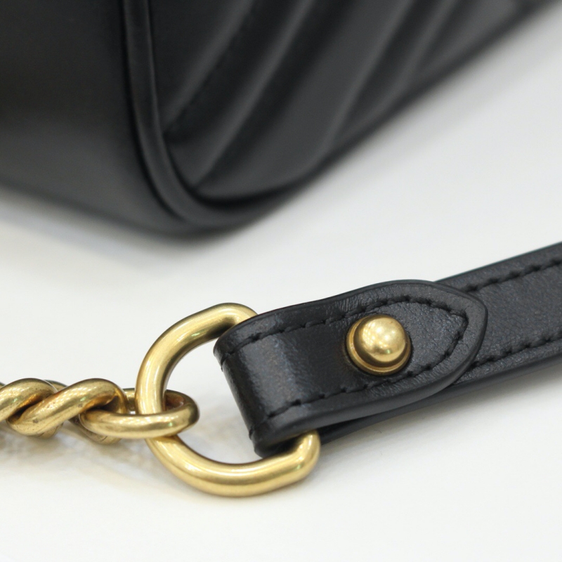 498110 Gucci古馳 GG Marmont系列小號手提包 黑色