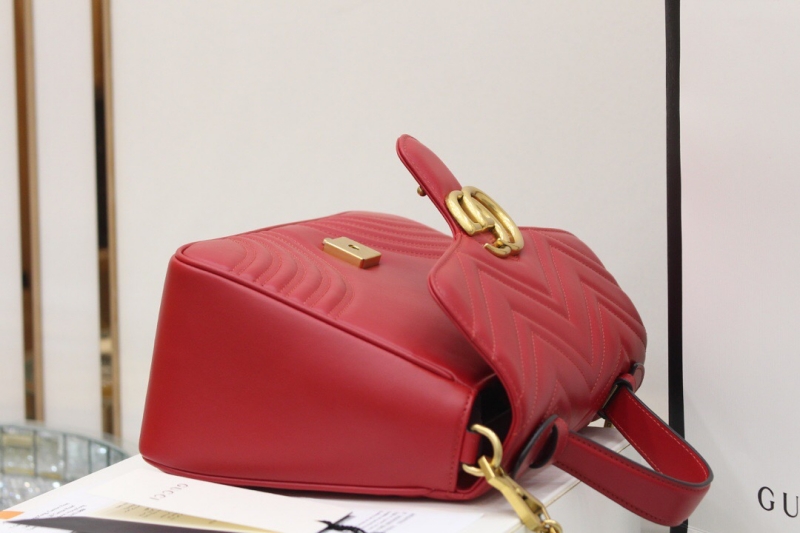 498110 Gucci古馳 GG Marmont系列小號手提包 芙蓉紅