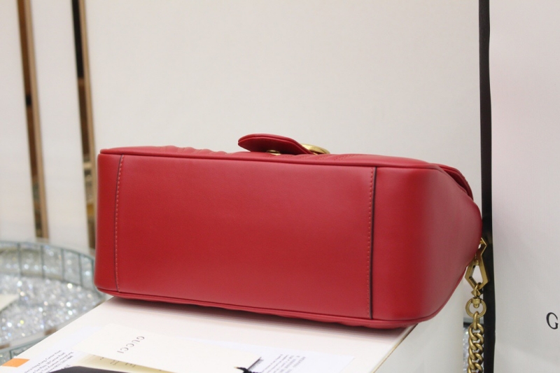 498110 Gucci古馳 GG Marmont系列小號手提包 芙蓉紅