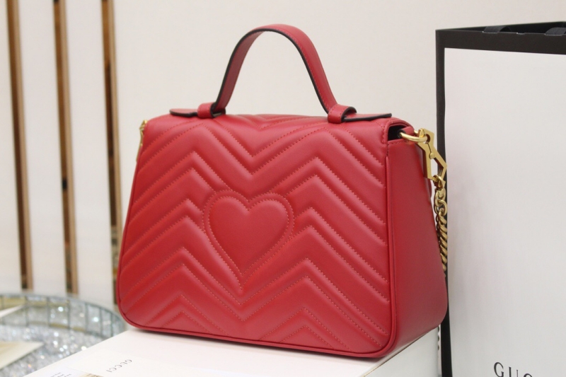 498110 Gucci古馳 GG Marmont系列小號手提包 芙蓉紅