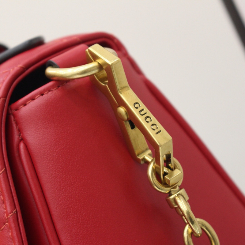 498110 Gucci古馳 GG Marmont系列小號手提包 芙蓉紅