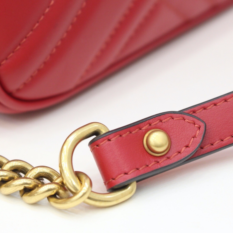 498110 Gucci古馳 GG Marmont系列小號手提包 芙蓉紅