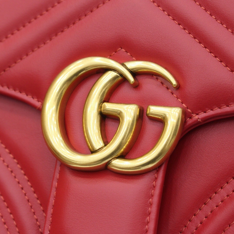 498110 Gucci古馳 GG Marmont系列小號手提包 芙蓉紅
