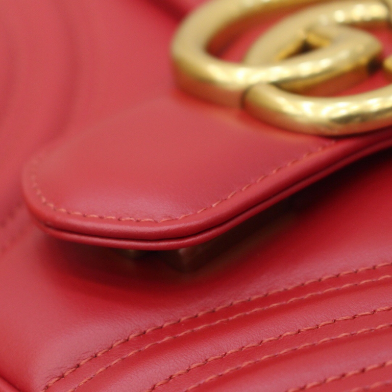 498110 Gucci古馳 GG Marmont系列小號手提包 芙蓉紅