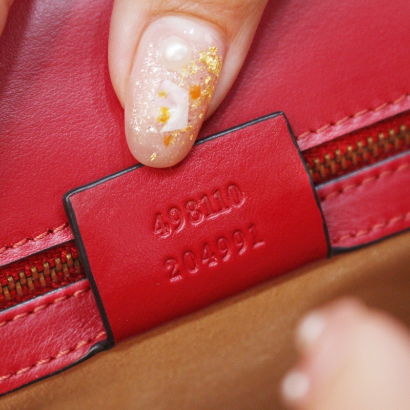 498110 Gucci古馳 GG Marmont系列小號手提包 芙蓉紅