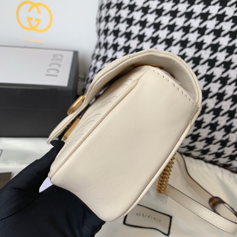 446744 Gucci古馳官網女包 GG Marmont 絎縫迷你手袋 白色