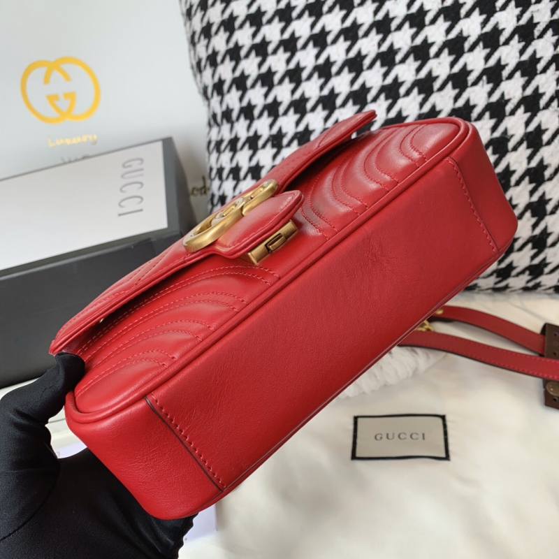 446744 Gucci古馳女包 GG Marmont 絎縫迷你手袋 紅色
