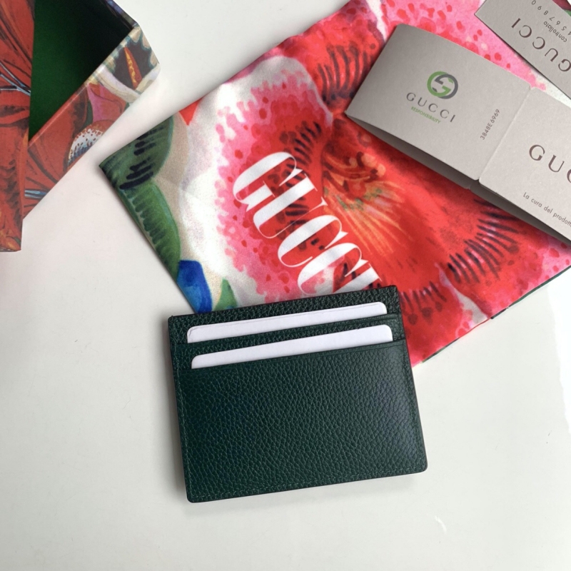 570679 Gucci Zumi系列卡片夾 粒面皮革卡包 祖母綠