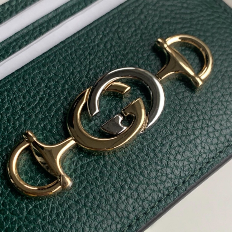 570679 Gucci Zumi系列卡片夾 粒面皮革卡包 祖母綠