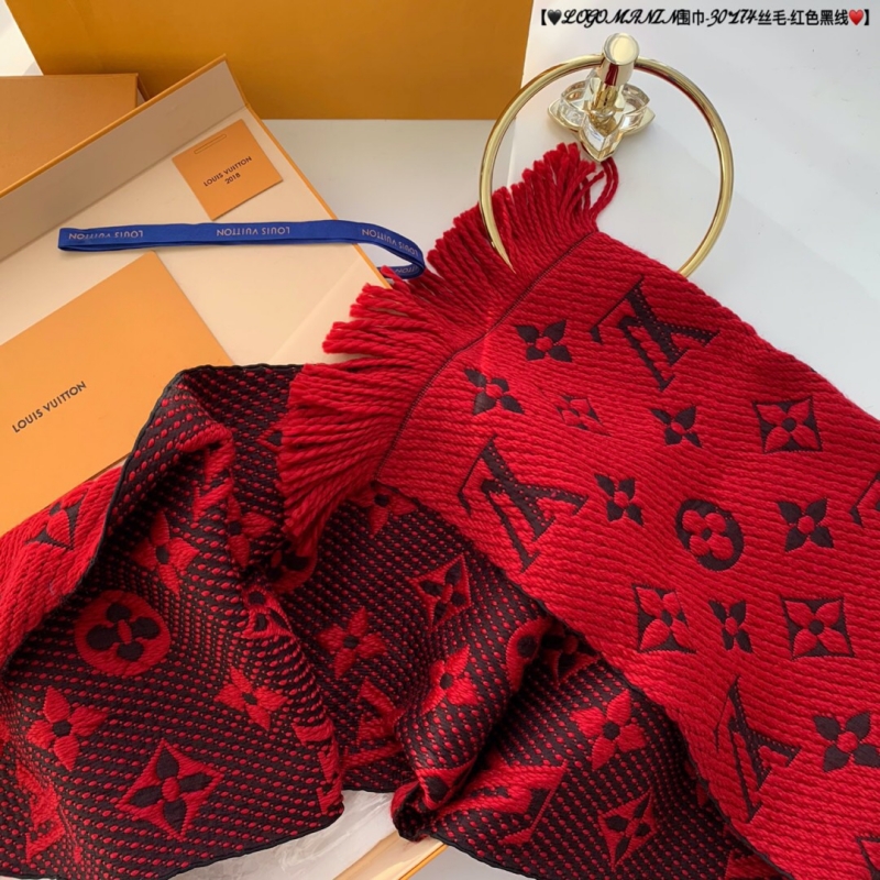M72432 LV Logomania 圍巾 LV女士羊毛圍巾 紅色