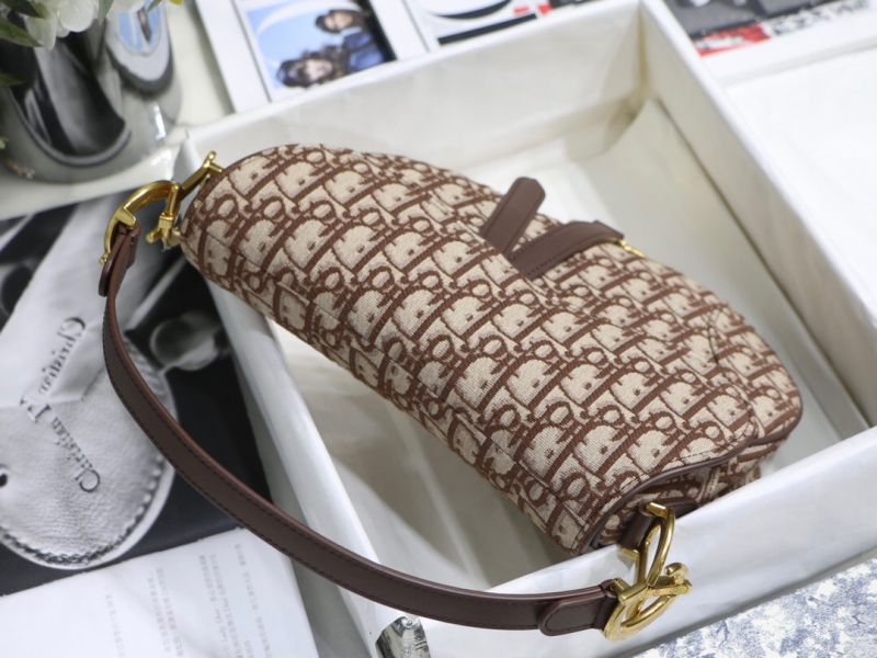 M0446 Dior Saddle手提包 棕色天鵝絨 Oblique 印花馬鞍包