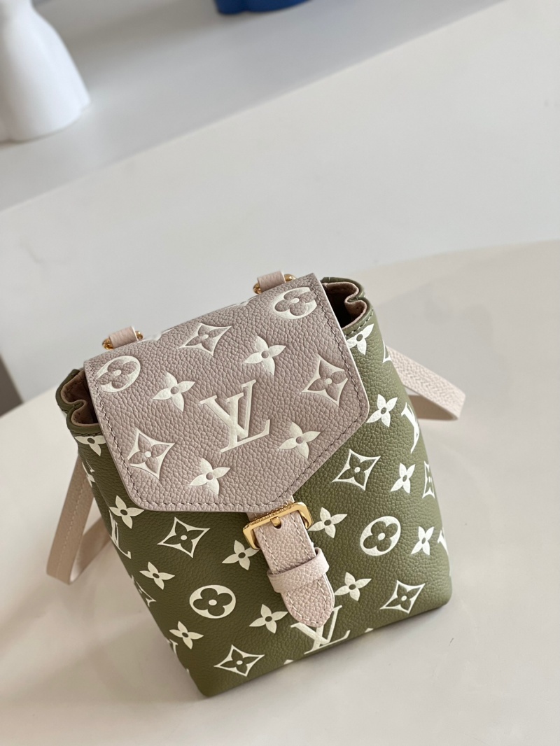 M81351 LV TINY 雙肩包 Monogram 壓紋軟粒面牛皮女士背包 綠色