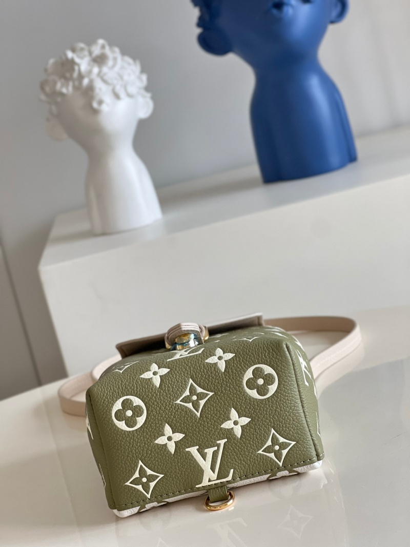 M81351 LV TINY 雙肩包 Monogram 壓紋軟粒面牛皮女士背包 綠色