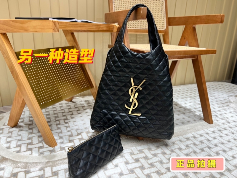 698651 YSL圣羅蘭ICARE加大號絎縫羊皮革購物袋 MAXI購物袋 黑色