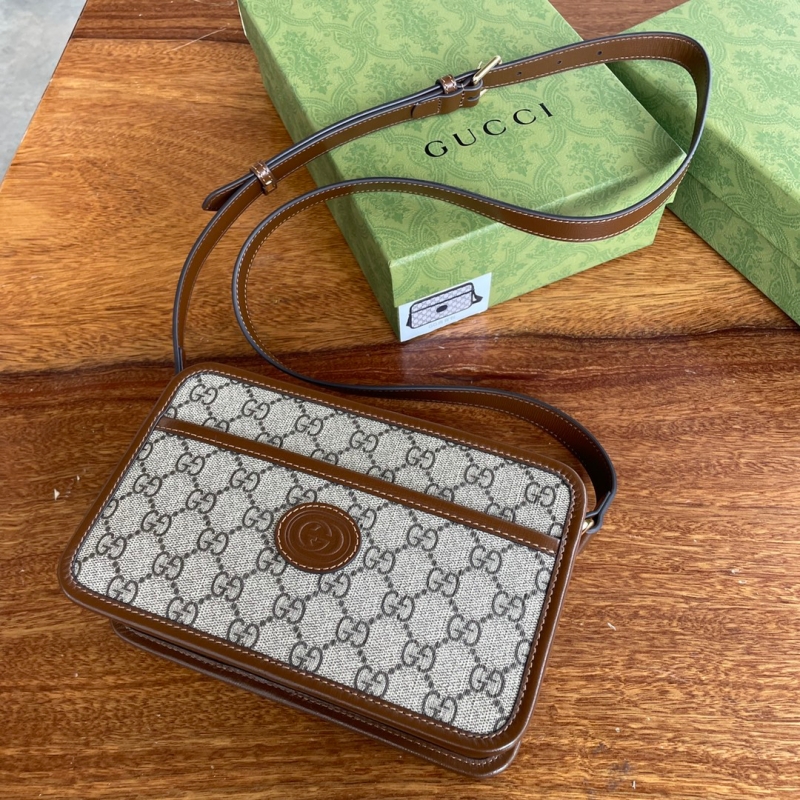 658572 Gucci 飾互扣式雙G迷你手袋 Gucci復(fù)古相機包 烏木色