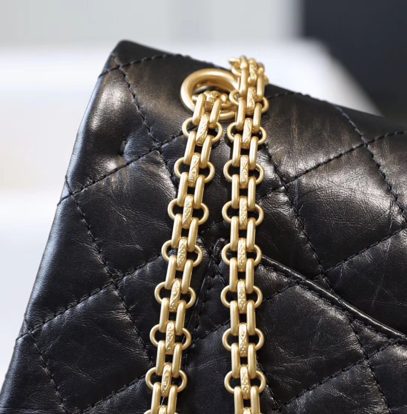 A37587 Chanel2.55經典款復古小牛皮與金色金屬 大號黑色