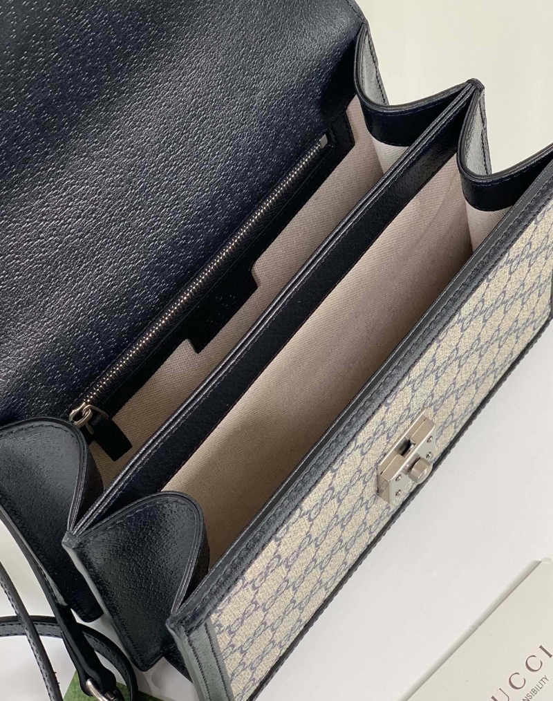 651055 古馳Gucci Ophidia系列GG小號手提包 藍色皮革滾邊