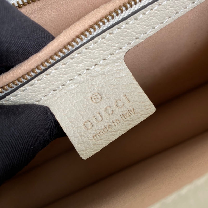 651055 古馳Gucci Ophidia系列織帶皮革小號手提包 白色