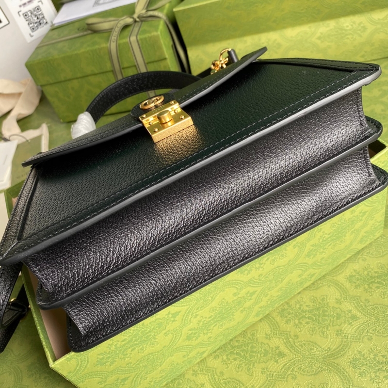 651055 古馳Gucci Ophidia系列織帶皮革小號手提包 黑色