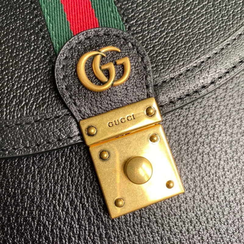 651055 古馳Gucci Ophidia系列織帶皮革小號手提包 黑色