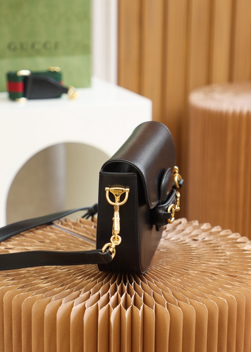 658574 Gucci 馬銜扣1955系列GG迷你手袋 Gucci馬鞍包 黑色皮革