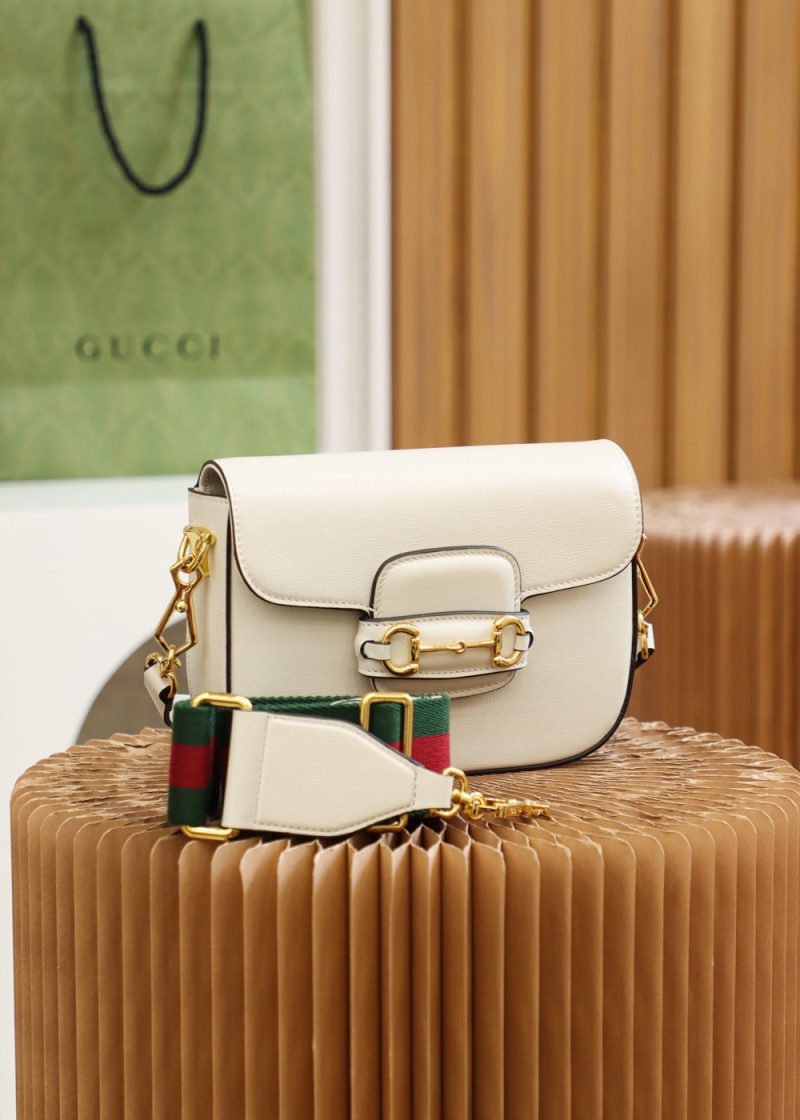 658574 Gucci 馬銜扣1955系列GG迷你手袋 Gucci馬鞍包 白色皮革