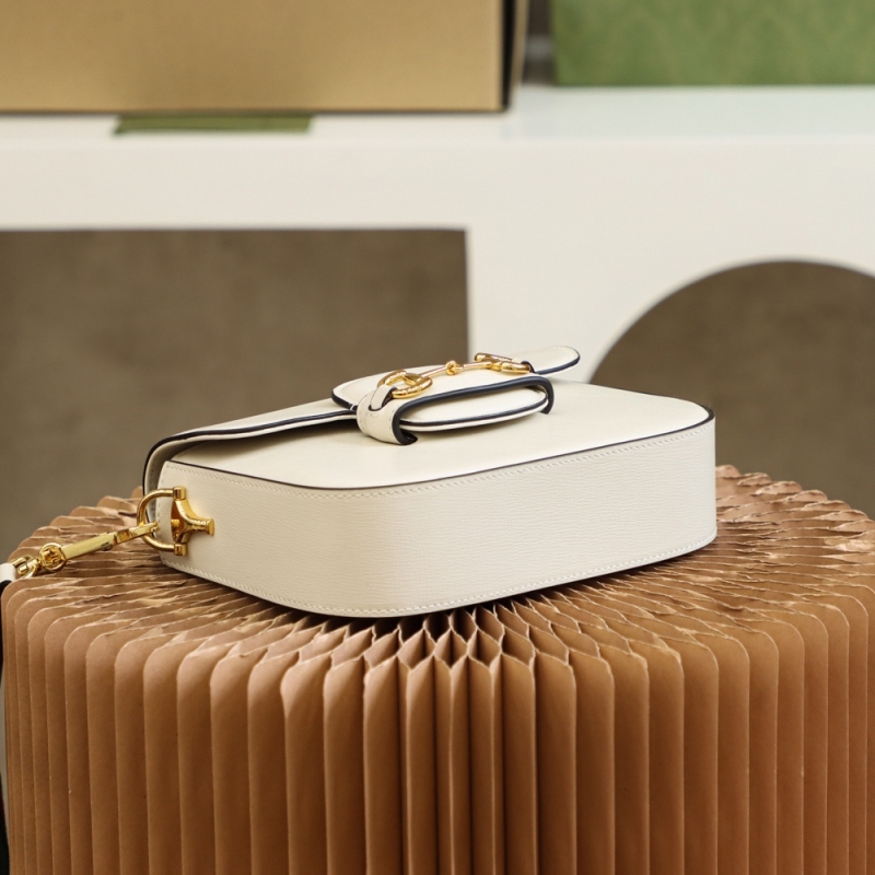 658574 Gucci 馬銜扣1955系列GG迷你手袋 Gucci馬鞍包 白色皮革