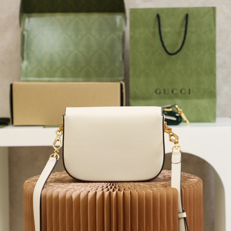 658574 Gucci 馬銜扣1955系列GG迷你手袋 Gucci馬鞍包 白色皮革