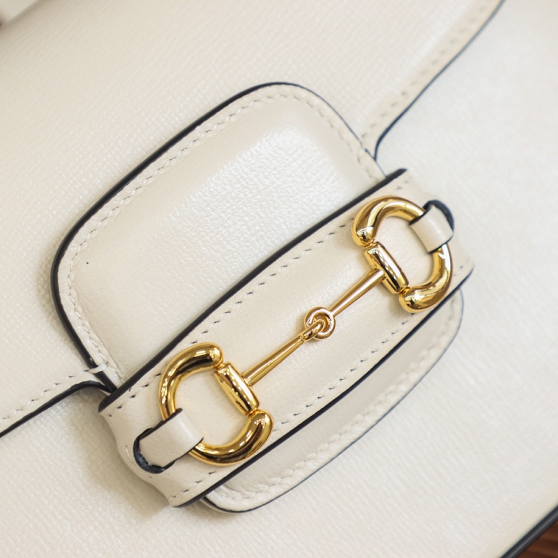 658574 Gucci 馬銜扣1955系列GG迷你手袋 Gucci馬鞍包 白色皮革