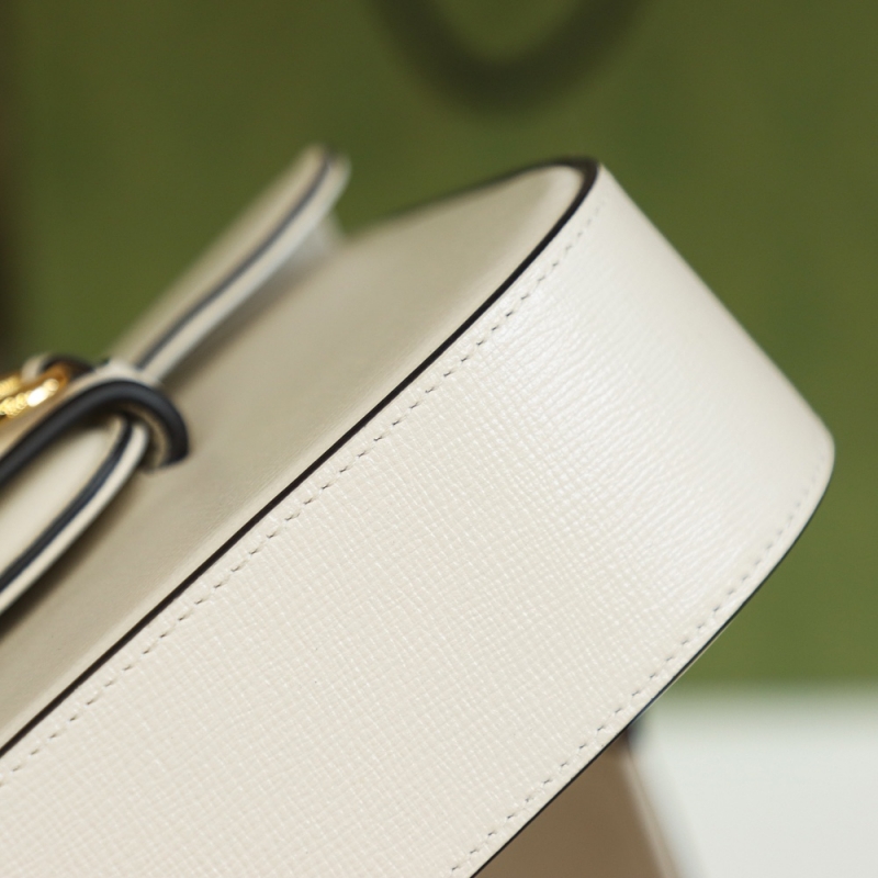 658574 Gucci 馬銜扣1955系列GG迷你手袋 Gucci馬鞍包 白色皮革