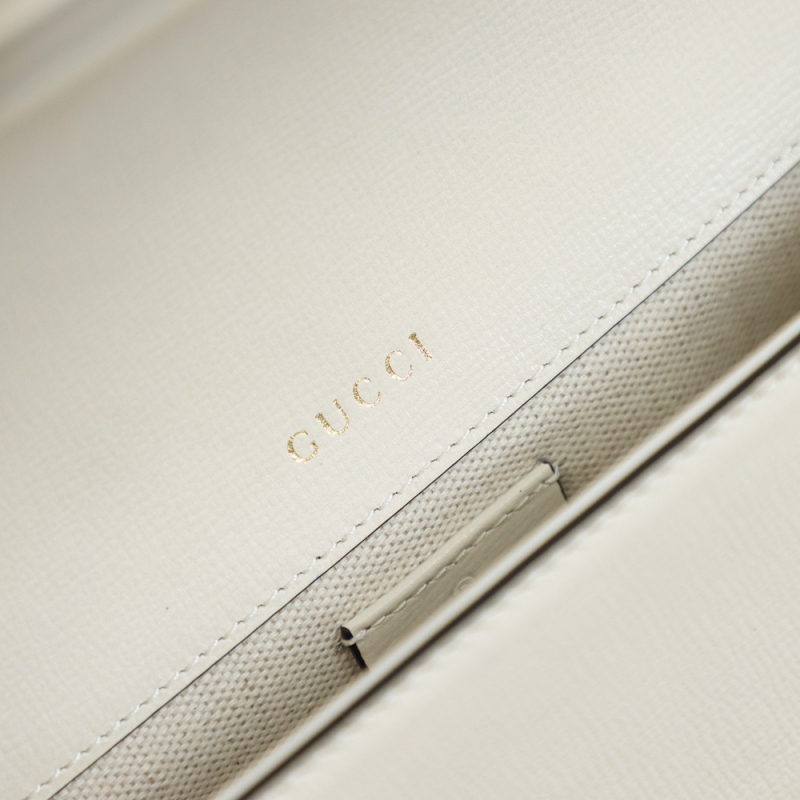 658574 Gucci 馬銜扣1955系列GG迷你手袋 Gucci馬鞍包 白色皮革