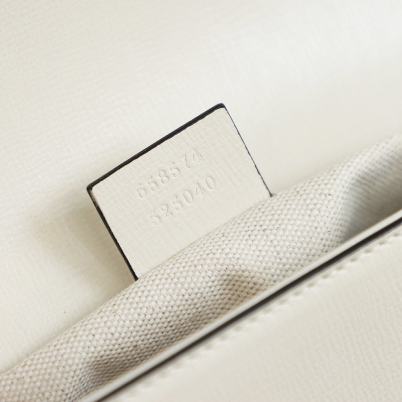 658574 Gucci 馬銜扣1955系列GG迷你手袋 Gucci馬鞍包 白色皮革