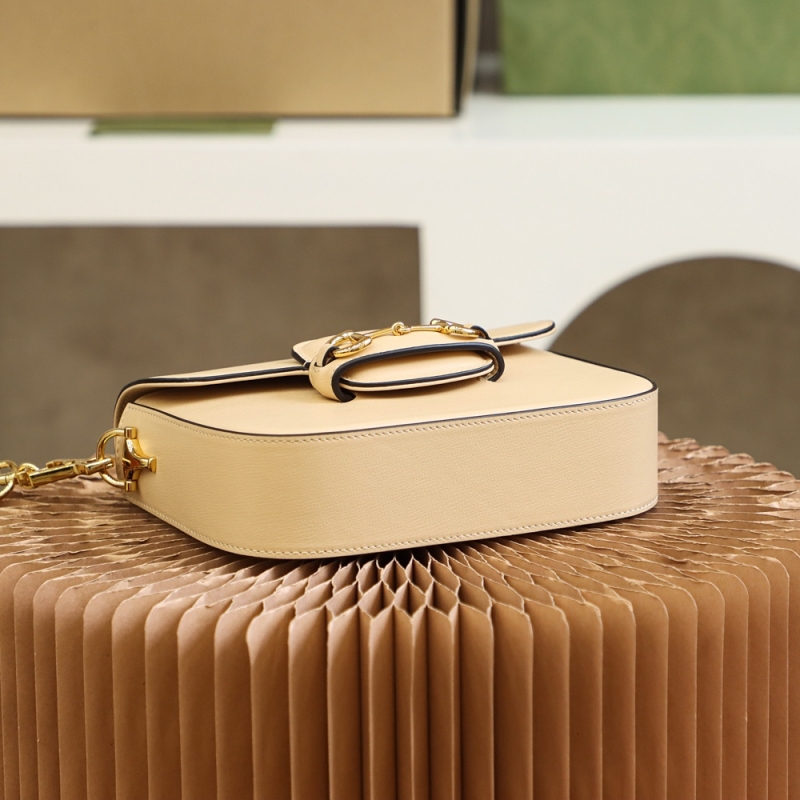 658574 Gucci 馬銜扣1955系列迷你手袋 Gucci馬鞍包 米色皮革