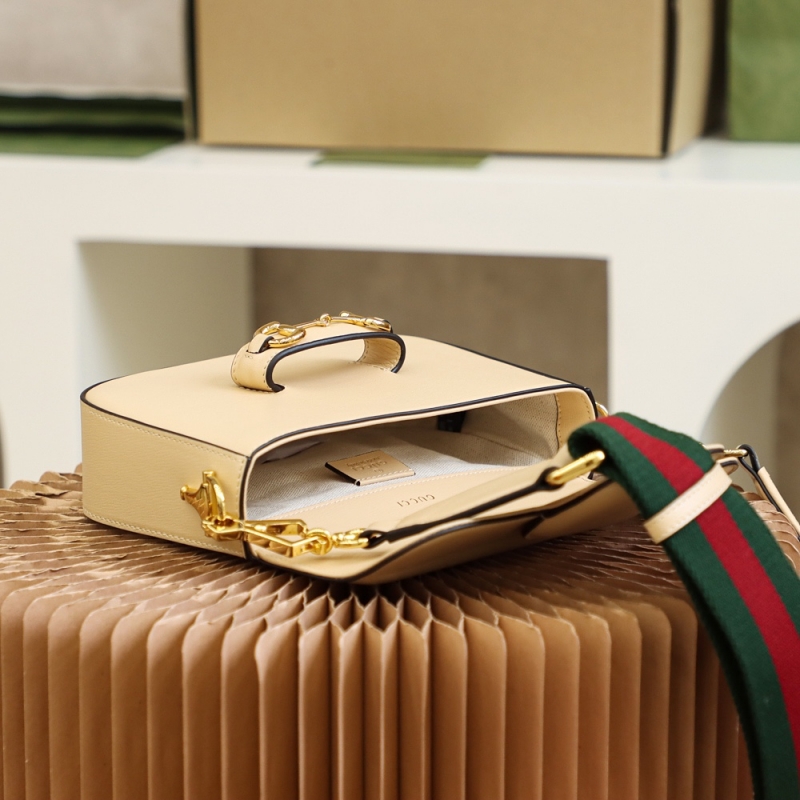 658574 Gucci 馬銜扣1955系列迷你手袋 Gucci馬鞍包 米色皮革