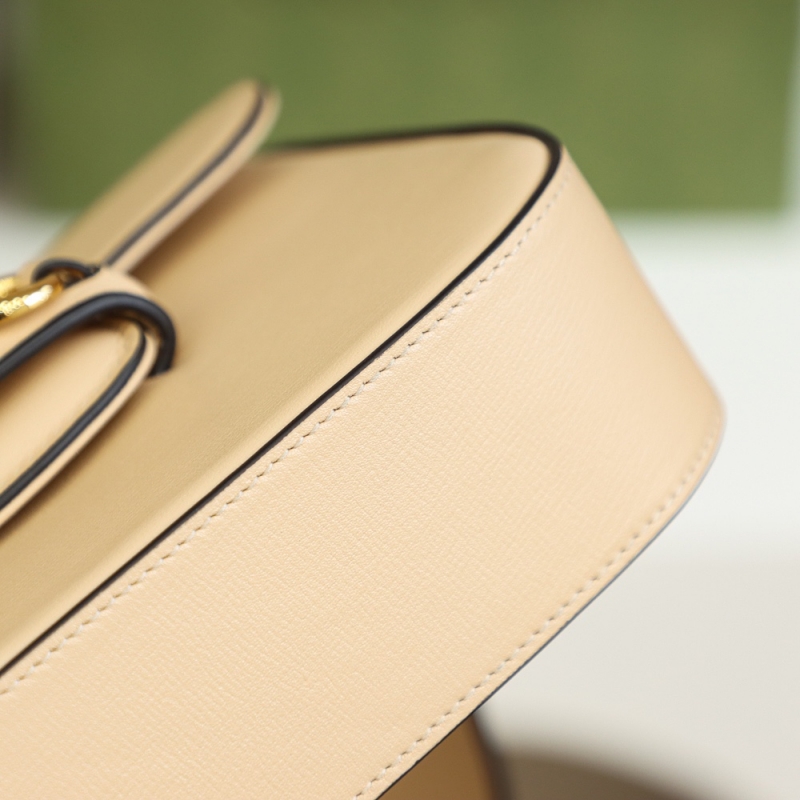 658574 Gucci 馬銜扣1955系列迷你手袋 Gucci馬鞍包 米色皮革