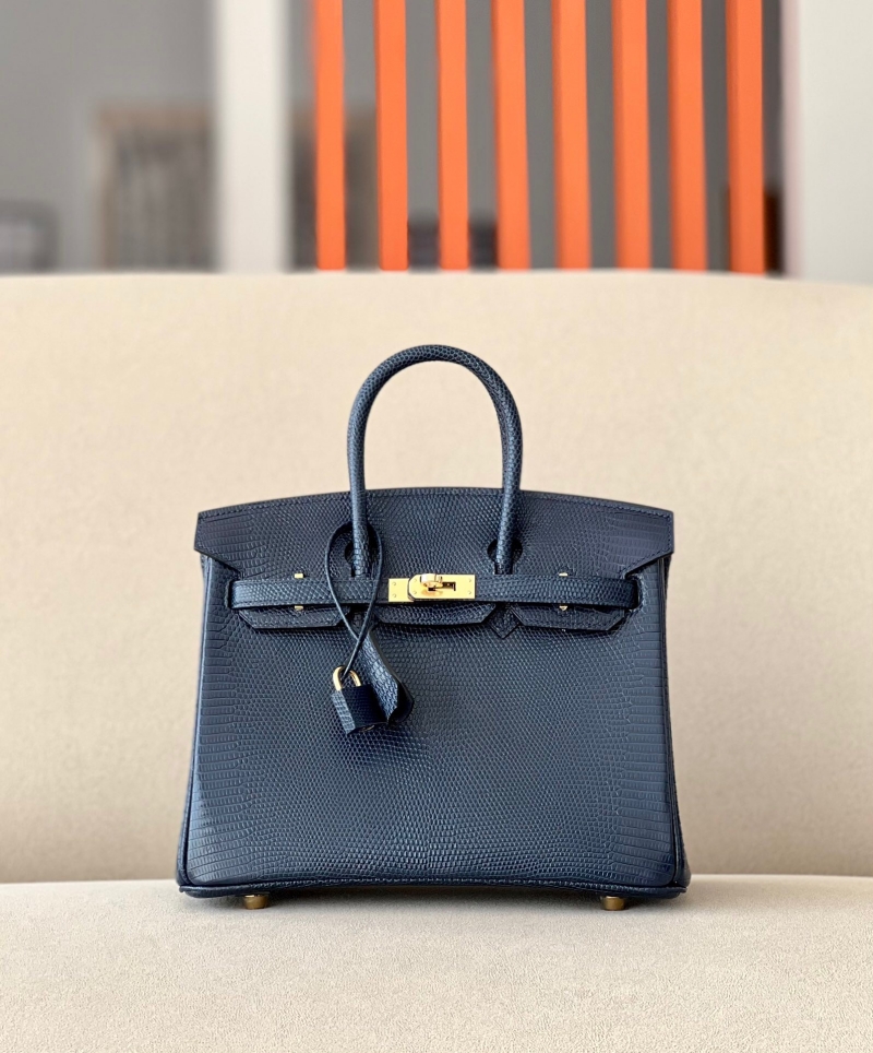 愛馬仕Hermes Birkin25 愛馬仕鉑金包 純手工定制版 蜥蜴皮 寶石藍