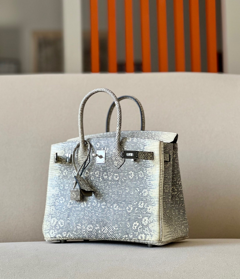 愛馬仕Hermes Birkin25 愛馬仕鉑金包 純手工定制版 蜥蜴皮 雪花原色